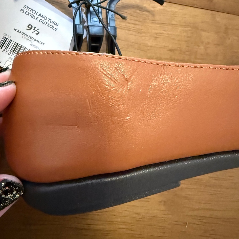 Aerosoles Quilted Ballet Flats Cognac Brown Women’s 9.5 Comfort Shoes NWT - Picture 10 of 10